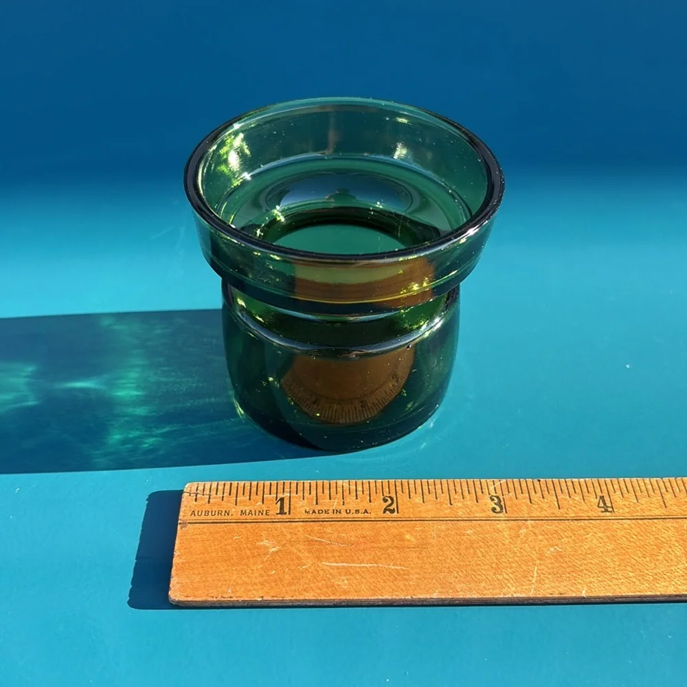 Vintage Dansk Designs Denmark Set Of 6 Green Glass Candleholders